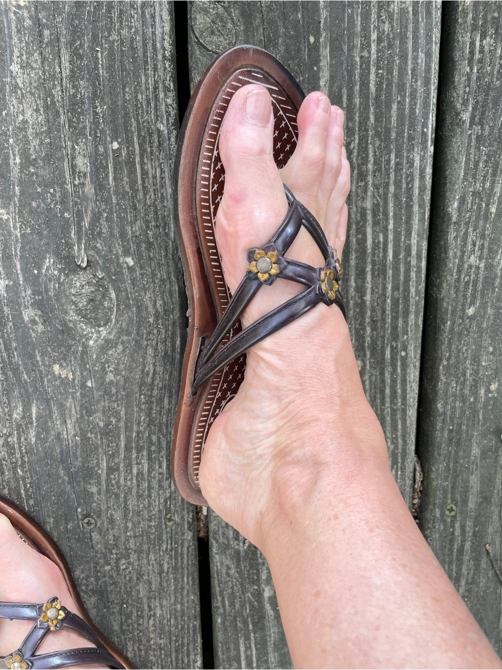 Dina West African Brown Floral Wedge Sandals | EU 38